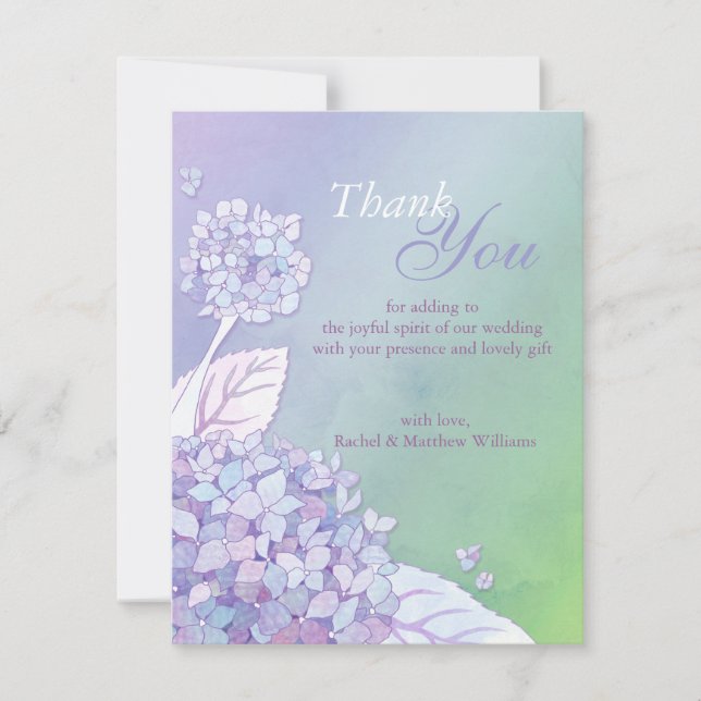 Evening Hydrangeas Ombre Wedding Thank You Card (Front)
