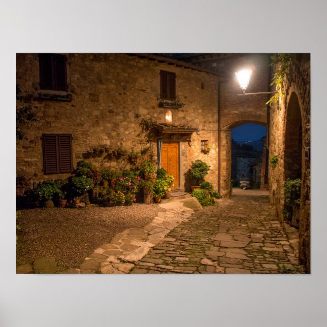 Evening in the ancient hillside town poster (Front)