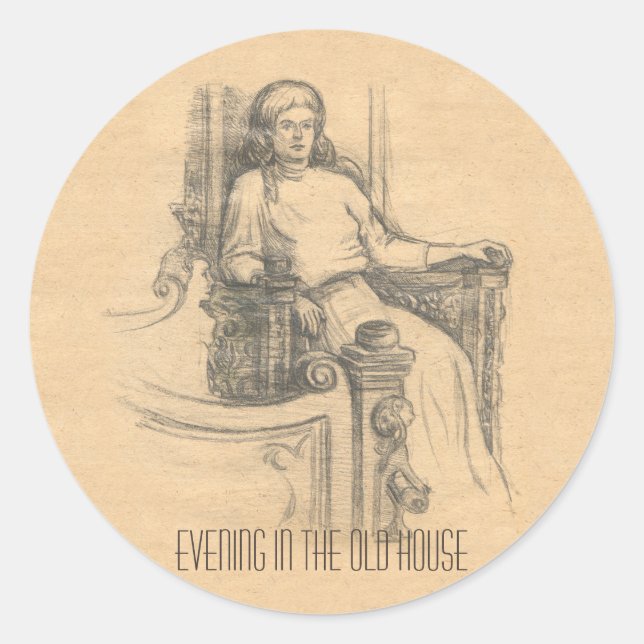 Evening in the old house classic round sticker (Front)