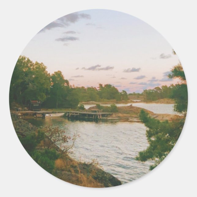Evening in the swedish archipelago classic round sticker (Front)