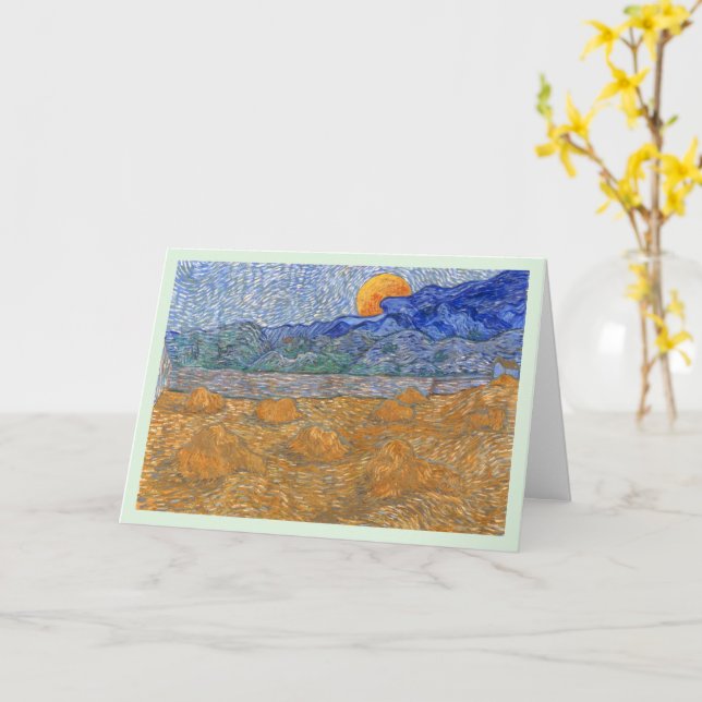Evening Landscape with Rising Moon by Van Gogh  Card (Yellow Flower)