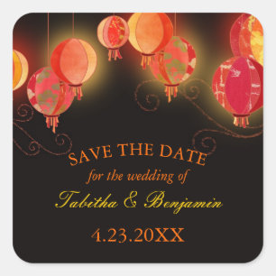 Evening Lantern Garden Wedding Square Sticker