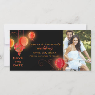 Evening Lanterns Wedding Save the Date Photo Card