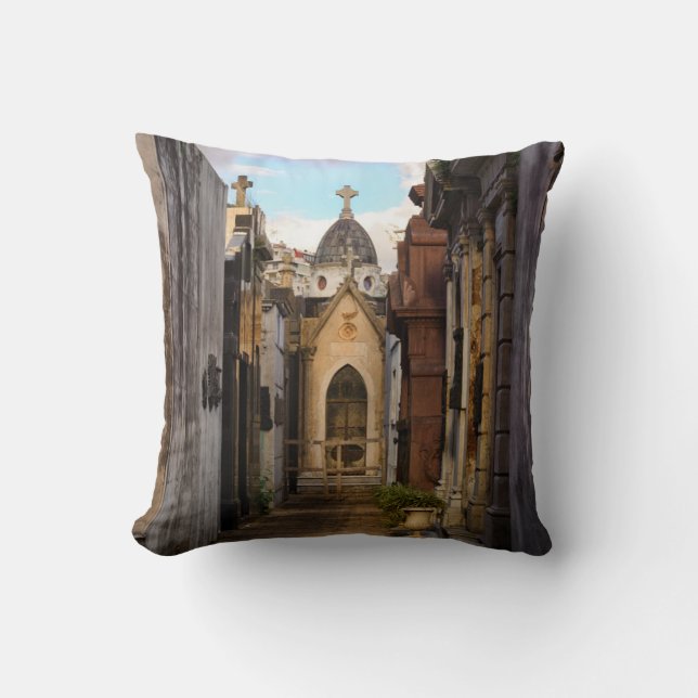 Evening Light In Recoleta Cemetery Throw Pillow (Front)