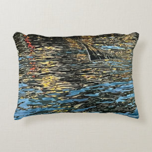 Evening lights on the sea accent pillow