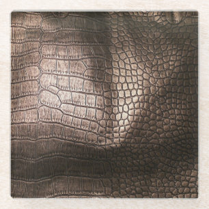 Evening Luxe: Leather Textured Sophistication Glass Coaster