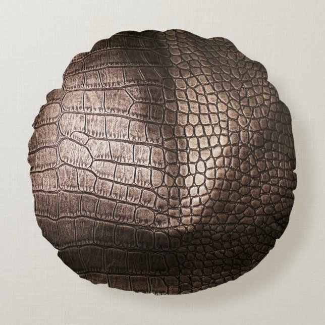 Evening Luxe: Leather Textured Sophistication Round Pillow (Front)