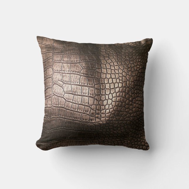 Evening Luxe: Leather Textured Sophistication Throw Pillow (Front)