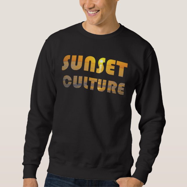 Evening mood on beach sun sinks into ocean seaside sweatshirt (Front)