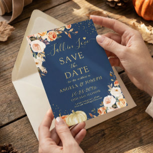 Evening Night Fall in Love Autumn Floral Wedding Save The Date