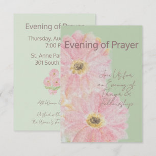 Evening of Prayer Pink Gerber Daisy Flat Invite