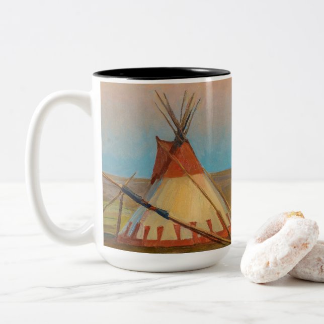Evening on the Blackfeet Reservation by Dixon Two-Tone Coffee Mug (With Donut)