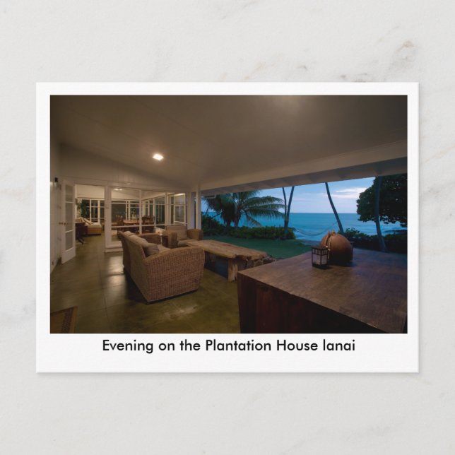 Evening on the Plantation House Lanai Postcard (Front)
