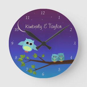 Evening Owls Wall Clock