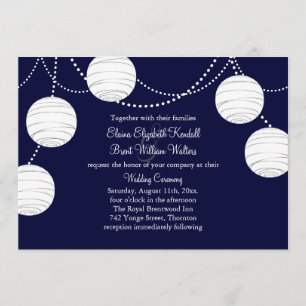 Evening Party Lanterns Wedding Invitation (navy)