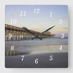 Evening Peace On Folly Beach Wall Clock