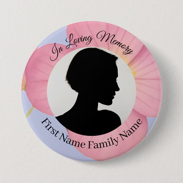 Evening primrose memorial photo button (Front)