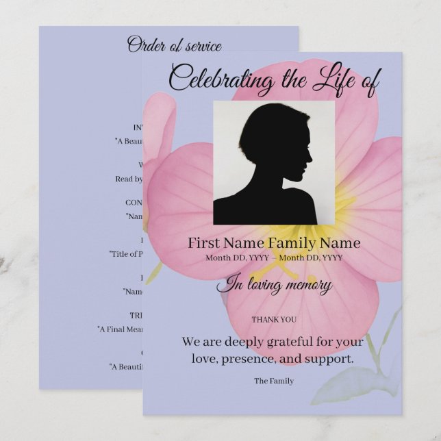 evening primrose order of service invitation (Front/Back)