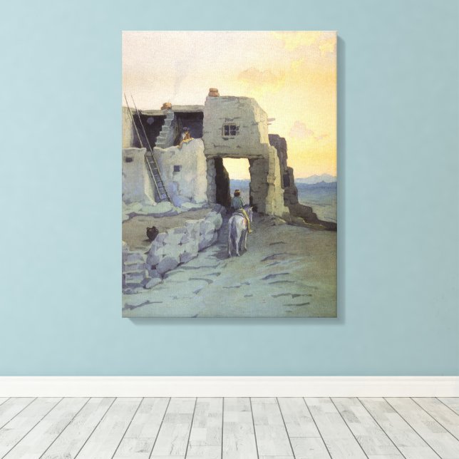 Evening, Pueblo of Walpi by Marion Kavagh Wachtel Canvas Print (Insitu(Wood Floor))