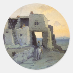 Evening, Pueblo of Walpi by Marion Kavagh Wachtel Classic Round Sticker