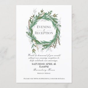 Evening Reception invitaiton for wedding, Green Invitation