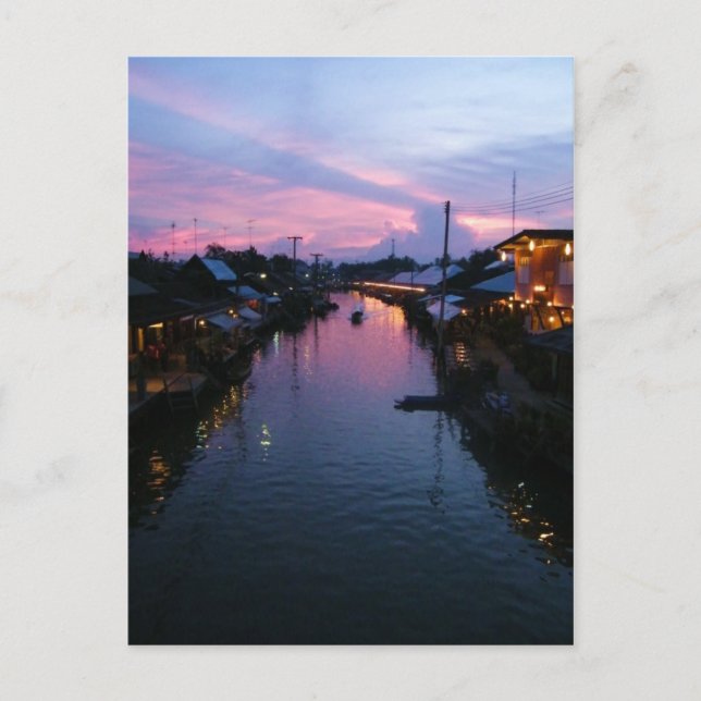 Evening Reflections At Amphawa, Thailand Postcard (Front)