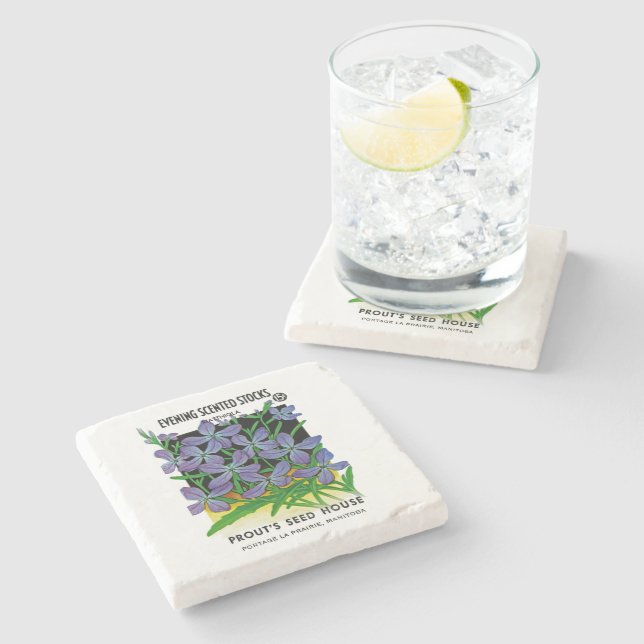 Evening Scented Stocks Stone Coaster (Side)
