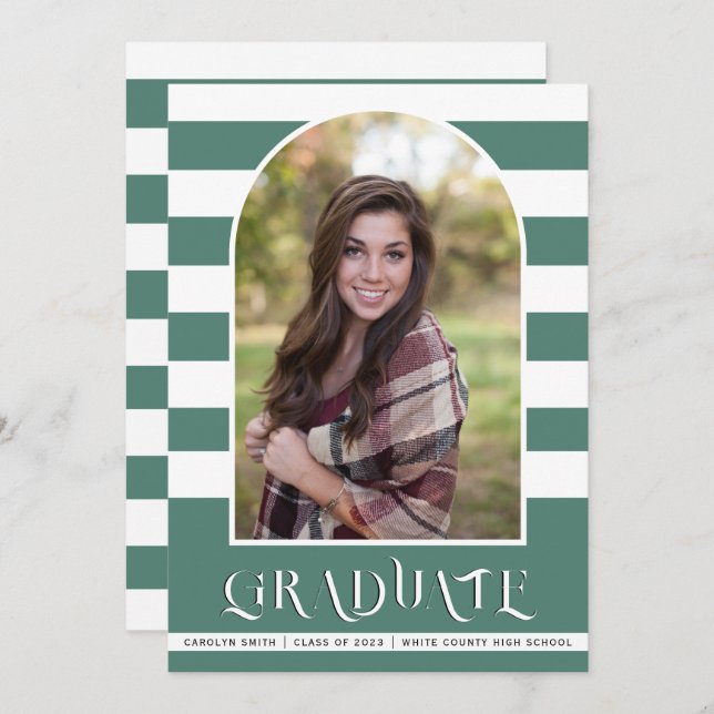 Evening sea Class of 2023 arch photo graduation Announcement (Front/Back)