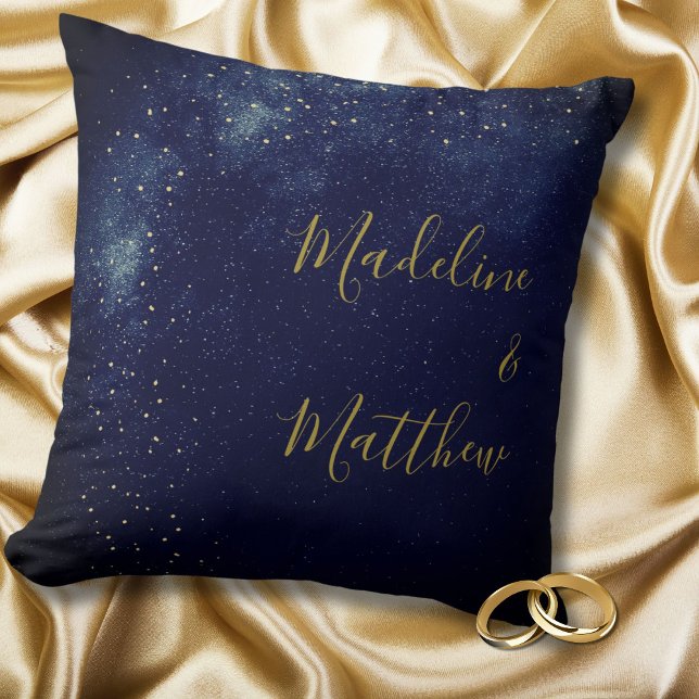 Evening Sky Gold Stars Wedding Momento Throw Pillow (Creator Uploaded)