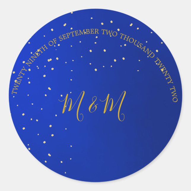 Evening Sky Moon Gold Stars Wedding Classic Round Sticker (Front)