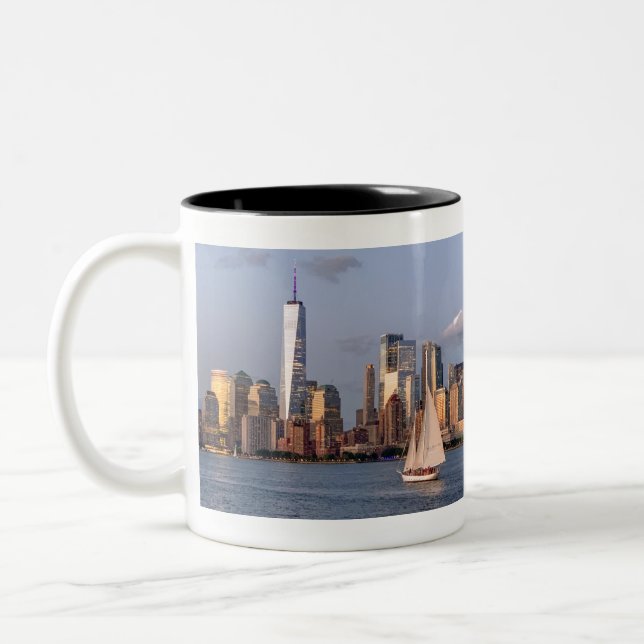 Evening Skyline Lower Manhattan.JPEG Two-Tone Coffee Mug (Left)
