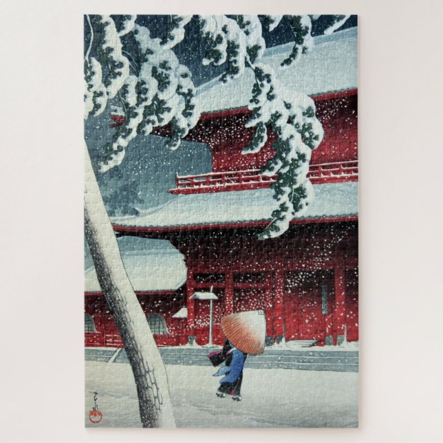 Evening Snow at Edo River Hasui Kawase Circa 1925 Jigsaw Puzzle (Vertical)