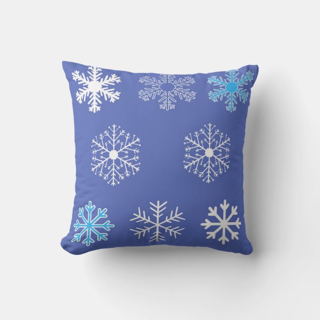Evening Snowflakes Throw Pillow (Front)