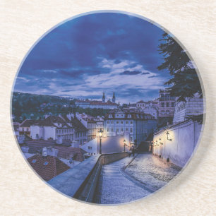 Evening street in Prague Coaster