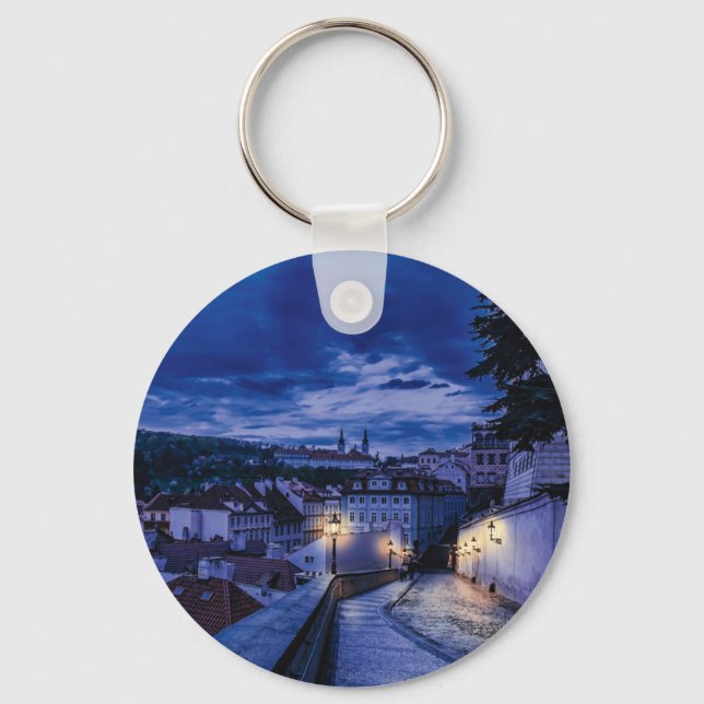 Evening street in Prague Keychain (Front)
