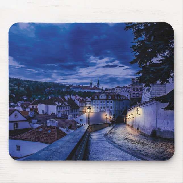 Evening street in Prague Mouse Pad (Front)