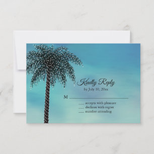Evening String Lights Palm Tree RSVP turquoise