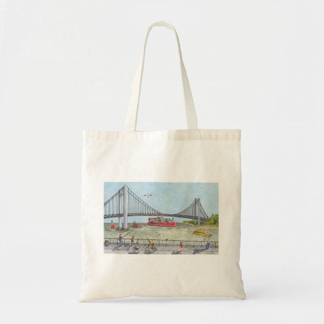 Evening stroll by the Verrazano Bridge Tote Bag (Front)