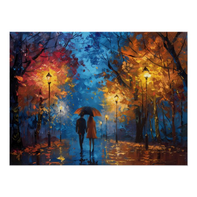 Evening Stroll in Autumn Light Poster (Front)