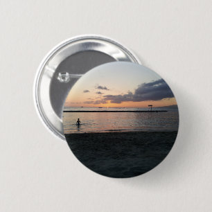Evening Sunset Tropical Beach Waikiki Oahu Hawaii 2 Inch Round Button