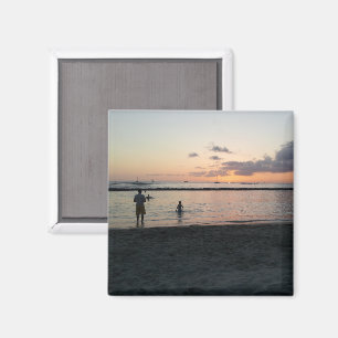 Evening Sunset Tropical Beach Waikiki Oahu Hawaii Magnet