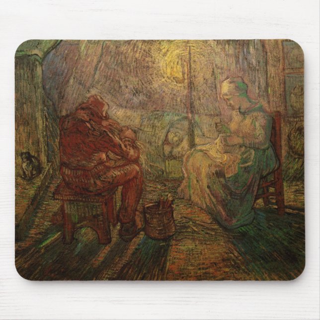 Evening - The Watch by Vincent van Gogh Mouse Pad (Front)