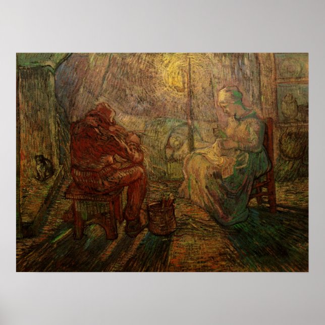 Evening - The Watch by Vincent van Gogh Poster (Front)
