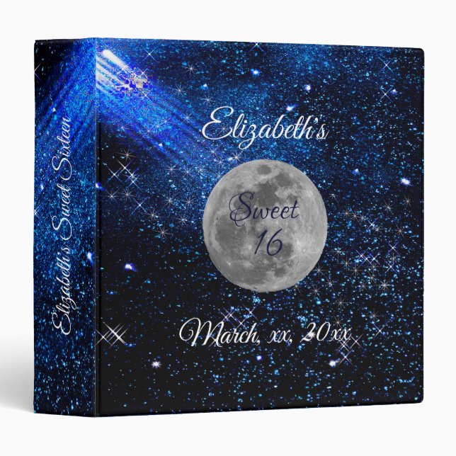 Evening Under the Stars Full Moon Night Sky Space Binder (Front/Spine)