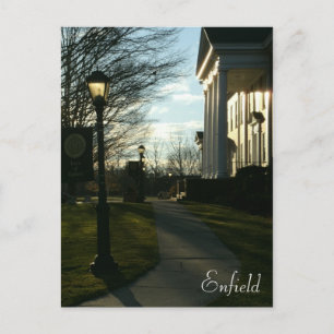 Evening View Enfield Town Hall, Connecticut Postcard