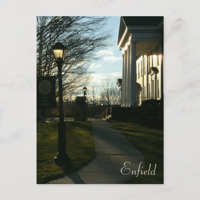 Evening View Enfield Town Hall, Connecticut Postcard (Front)