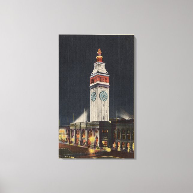 Evening View of Ferry Building Canvas Print (Front)