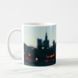 Evening Warsaw: Blurry Cityscape Silhouette. Coffee Mug