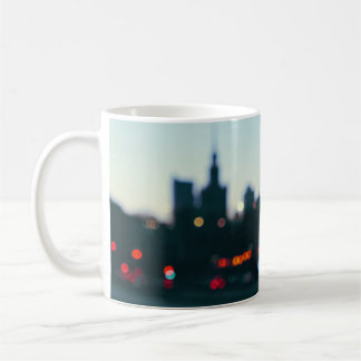 Evening Warsaw: Blurry Cityscape Silhouette. Coffee Mug