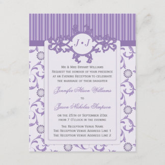 Evening Wedding Invitation in Lavender Pattern